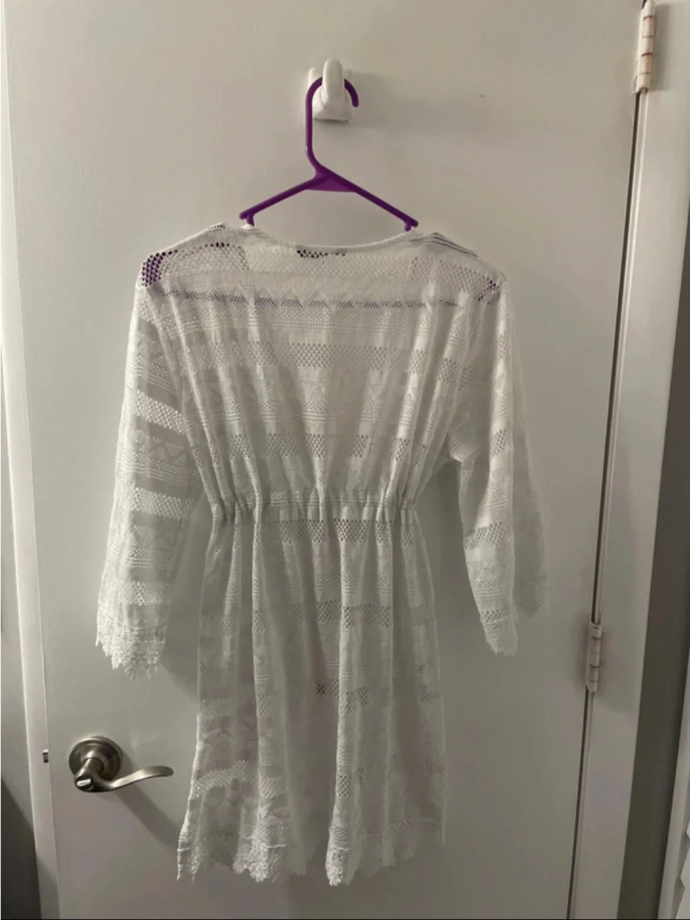 Sheer White Lace Drawstring Swimsuit coverup
